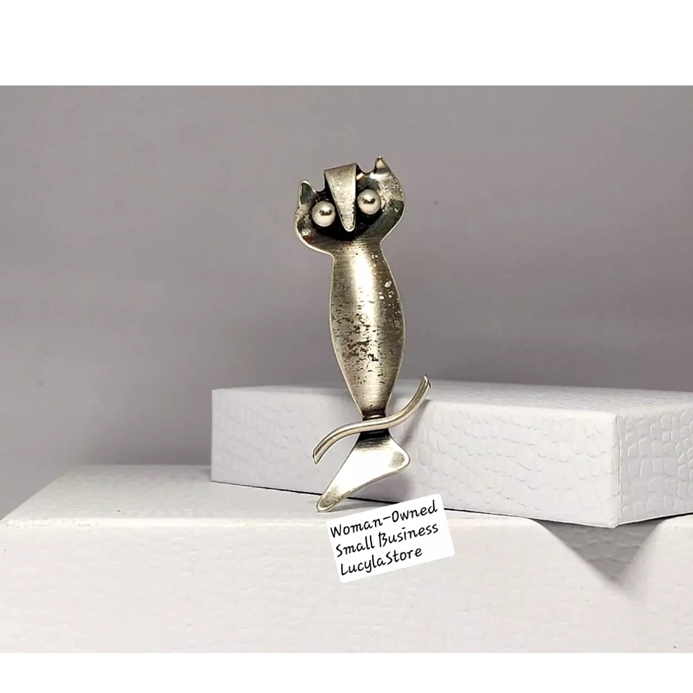 Vintage Mid Century Modern ORB Otto Robert Bade Owl sterling silver 925